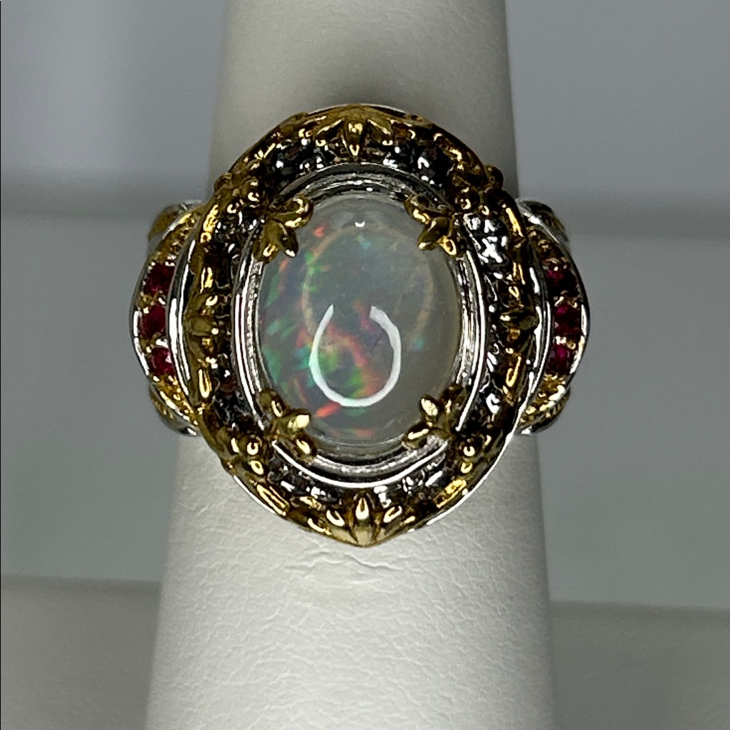 Nwot Gems En Vogue Sterling Silver Palladium Genuine Gemstone Designer Ring Boho 175$